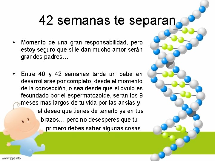 42 semanas te separan • Momento de una gran responsabilidad, pero estoy seguro que