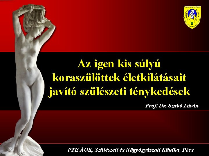 Az igen kis súlyú koraszülöttek életkilátásait javító szülészeti ténykedések Prof. Dr. Szabó István PTE