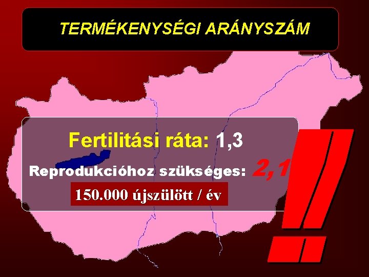 TERMÉKENYSÉGI ARÁNYSZÁM Fertilitási ráta: 1, 3 Reprodukcióhoz szükséges: 150. 000 újszülött / év 2,