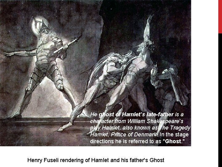 He ghost of Hamlet's late-father is a character from William Shakespeare's play Hamlet, also