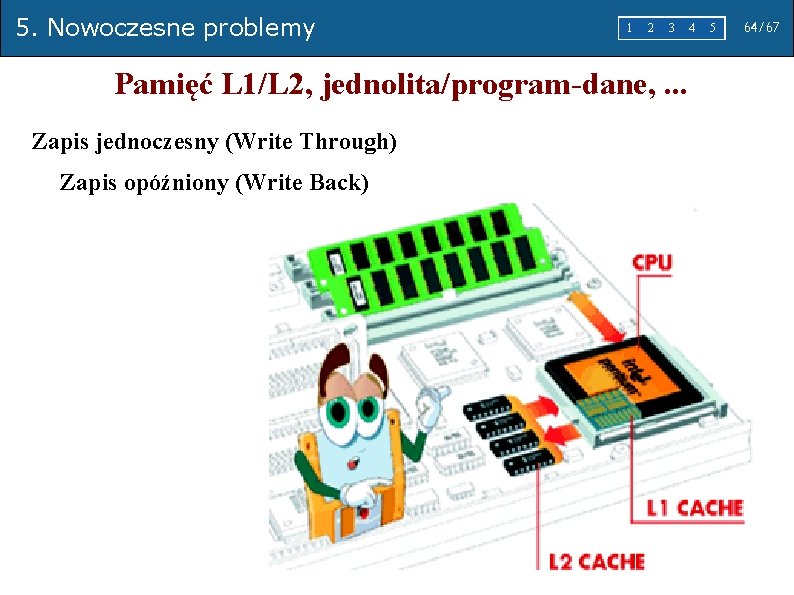 5. Nowoczesne problemy 1 2 3 Pamięć L 1/L 2, jednolita/program-dane, . . .