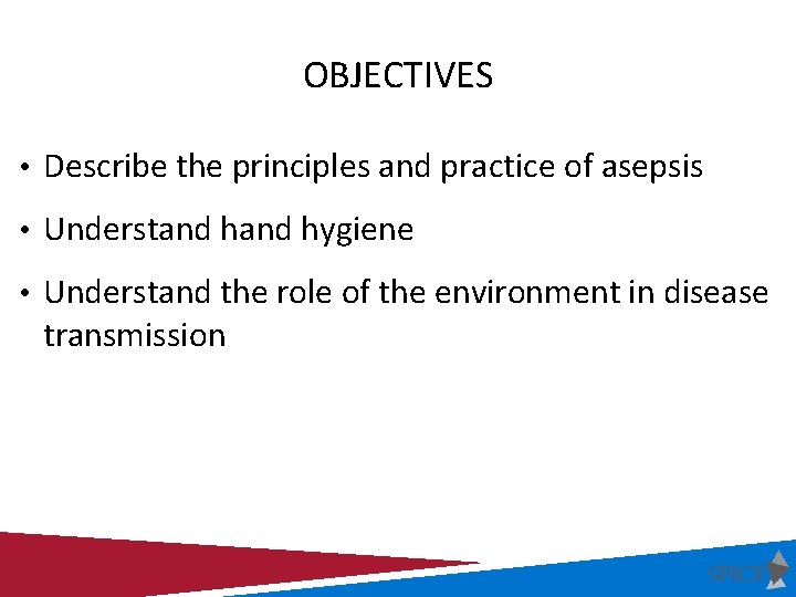 OBJECTIVES • Describe the principles and practice of asepsis • Understand hygiene • Understand