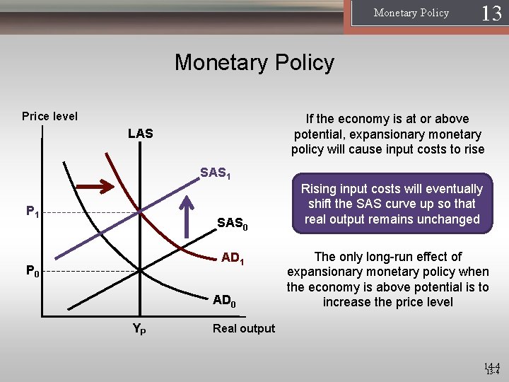 Monetary Policy 13 1 Monetary Policy Price level If the economy is at or