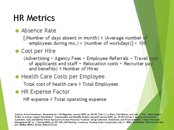 HR Metrics Absence Rate [(Number of days absent in month) ÷ (Average number of