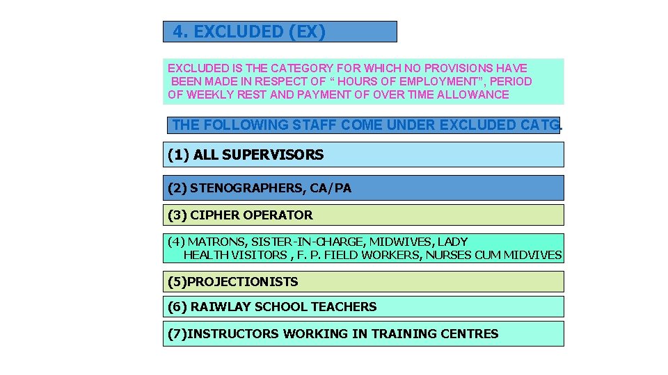 4. EXCLUDED (EX) EXCLUDED IS THE CATEGORY FOR WHICH NO PROVISIONS HAVE BEEN MADE