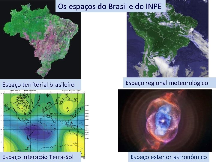 Os espaços do Brasil e do INPE Espaço territorial brasileiro Espaço regional meteorológico Espaço