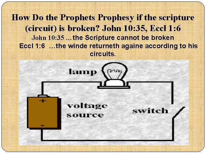 How Do the Prophets Prophesy if the scripture (circuit) is broken? John 10: 35,