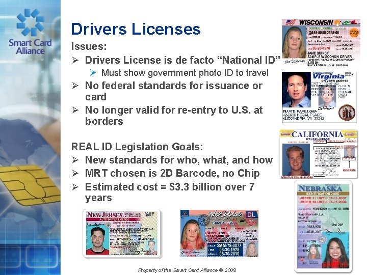 Drivers Licenses Issues: Ø Drivers License is de facto “National ID” Ø Must show