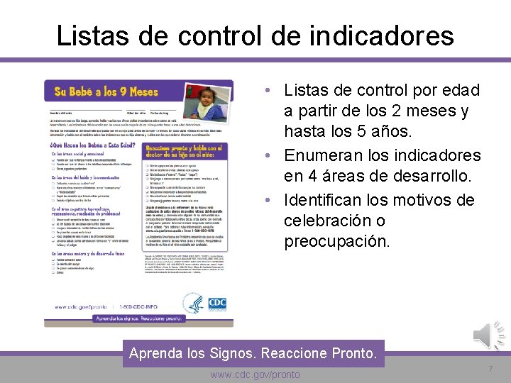 Listas de control de indicadores • Listas de control por edad a partir de