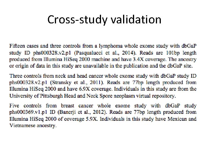 Cross-study validation 