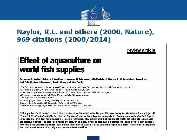 Naylor, R. L. and others (2000, Nature), 969 citations (2000/2014) 