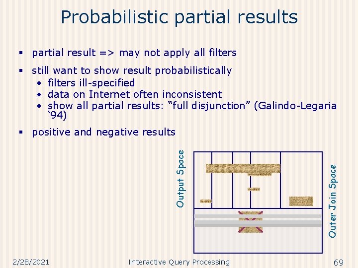 Probabilistic partial results § partial result => may not apply all filters § still