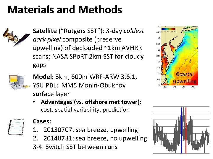 Materials and Methods Satellite (“Rutgers SST”): 3 -day coldest dark pixel composite (preserve upwelling)