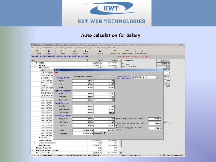 Auto calculation for Salary 
