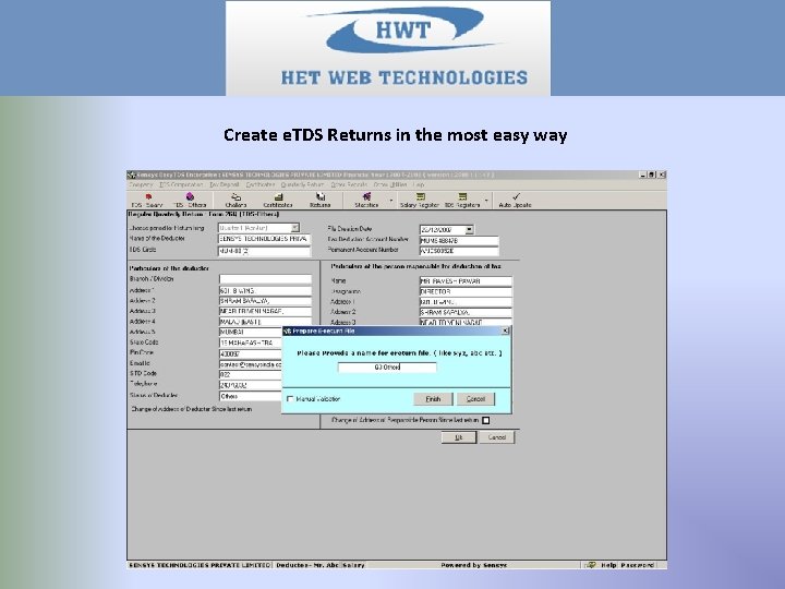 Create e. TDS Returns in the most easy way 