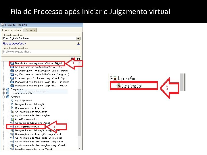 Fila do Processo após Iniciar o Julgamento virtual 