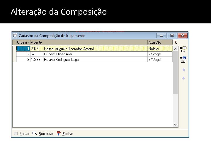 Alteração da Composição 