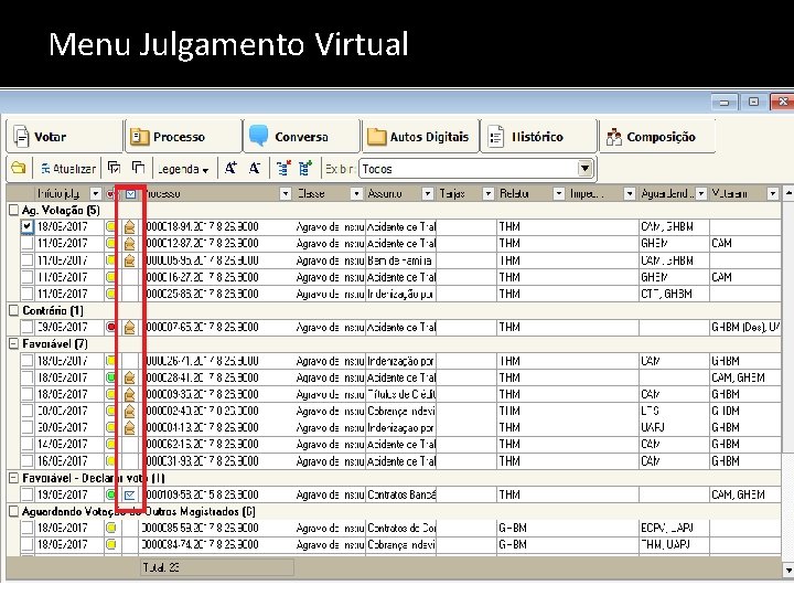 Menu Julgamento Virtual 