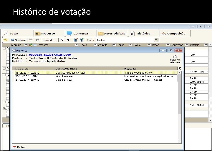 Histórico de votação 