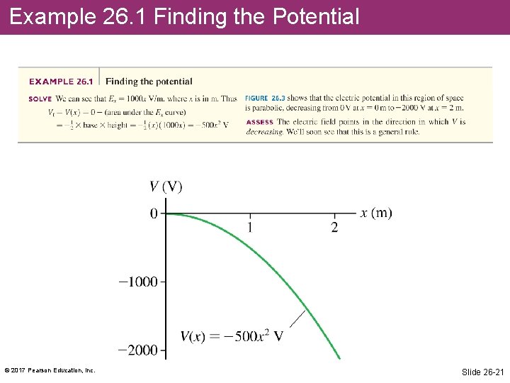 Example 26. 1 Finding the Potential © 2017 Pearson Education, Inc. Slide 26 -21