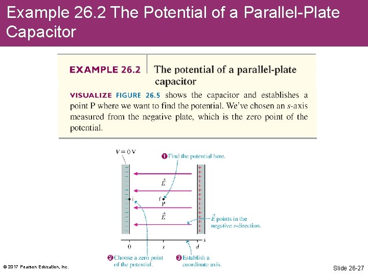 Example 26. 2 The Potential of a Parallel-Plate Capacitor © 2017 Pearson Education, Inc.