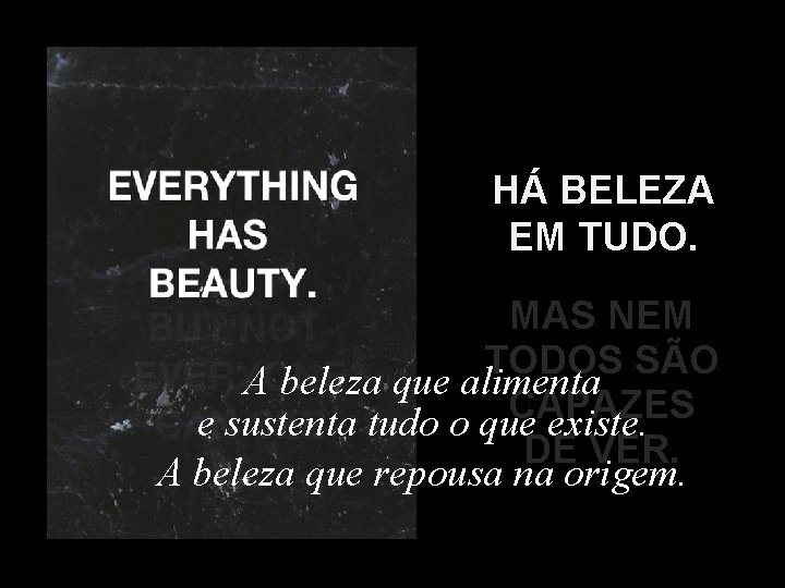 HÁ BELEZA EM TUDO. MAS NEM TODOS SÃO A beleza que alimenta CAPAZES e HÁ BELEZA EM TUDO. MAS NEM TODOS SÃO A beleza que alimenta CAPAZES e