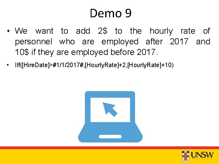 Demo 9 • We want to add 2$ to the hourly rate of personnel
