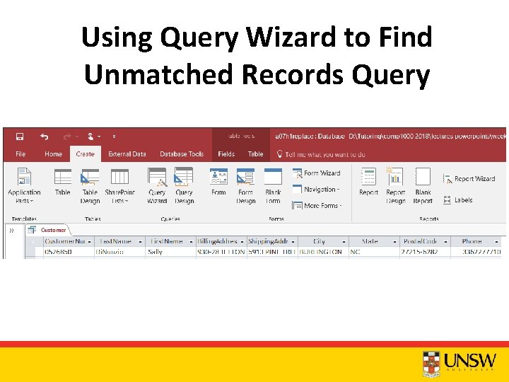 Using Query Wizard to Find Unmatched Records Query 