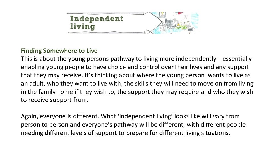 Finding Somewhere to Live This is about the young persons pathway to living more