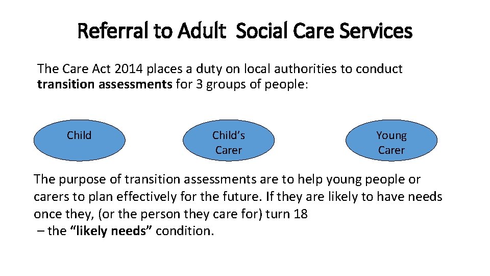 Referral to Adult Social Care Services The Care Act 2014 places a duty on