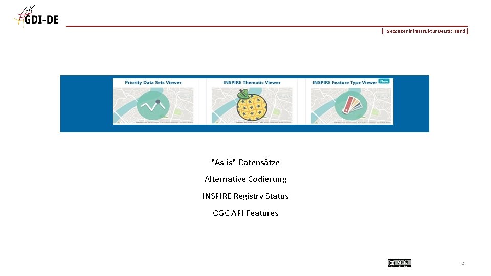 Geodateninfrastruktur Deutschland "As-is" Datensätze Alternative Codierung INSPIRE Registry Status OGC API Features 2 