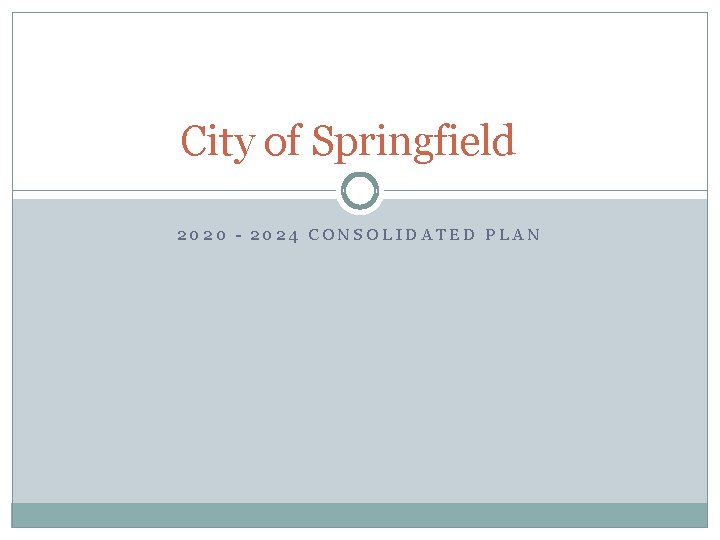 City of Springfield 2020 – 2024 CONSOLIDATED PLAN 
