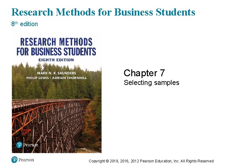 Research Methods for Business Students 8 th edition Chapter 7 Selecting samples Copyright ©