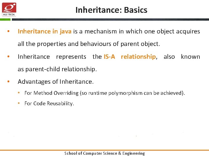 Inheritance: Basics • Inheritance in java is a mechanism in which one object acquires