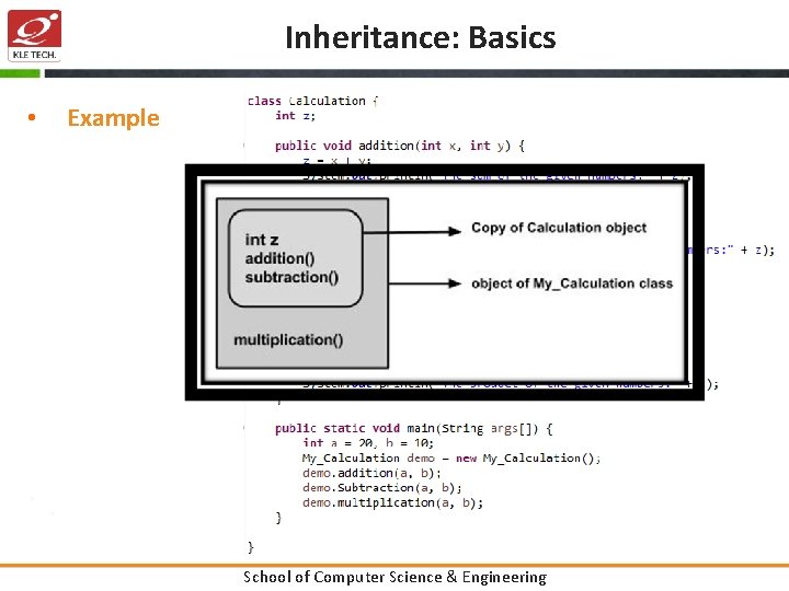 Inheritance: Basics • Example School of Computer Science & Engineering 