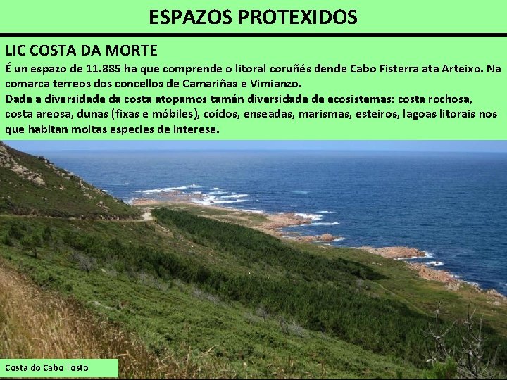 ESPAZOS PROTEXIDOS LIC COSTA DA MORTE É un espazo de 11. 885 ha que