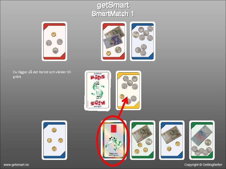 get. Smart. Match 1 Du lägger på det kortet och vänder till grönt. 