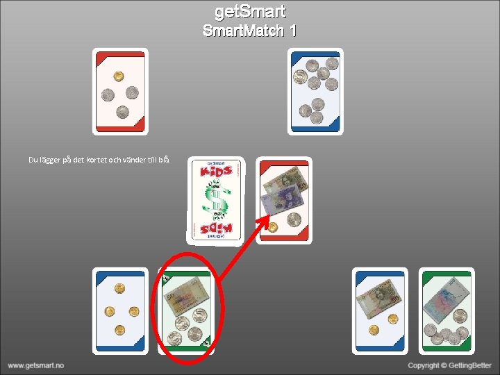 get. Smart. Match 1 Du lägger på det kortet och vänder till blå. 