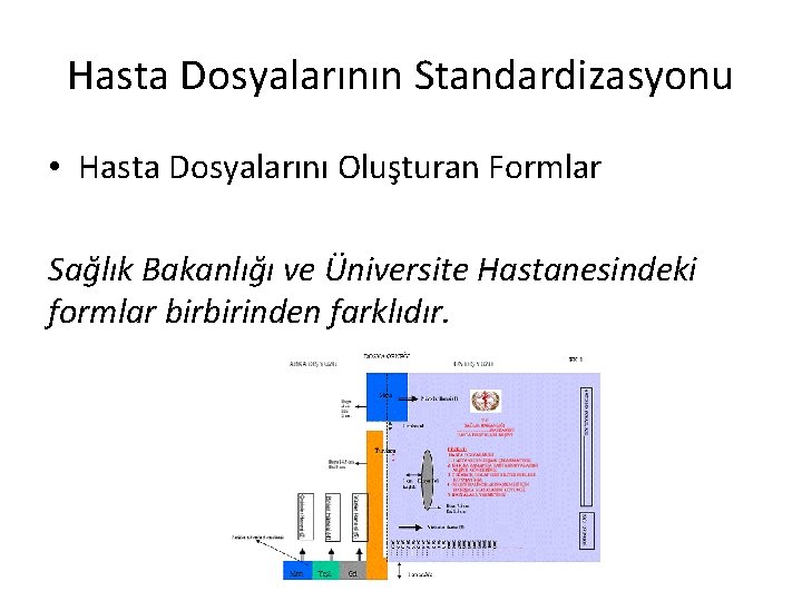 Hasta Dosyalarının Standardizasyonu • Hasta Dosyalarını Oluşturan Formlar Sağlık Bakanlığı ve Üniversite Hastanesindeki formlar