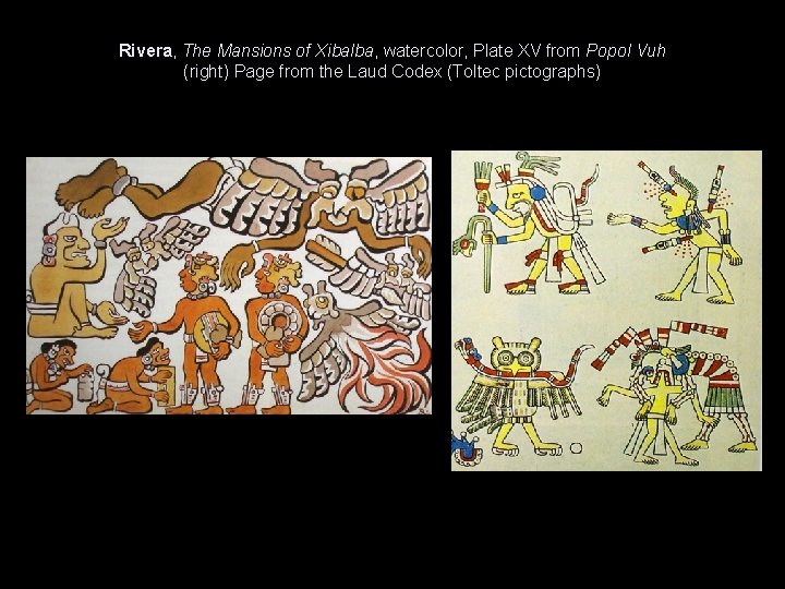 Rivera, The Mansions of Xibalba, watercolor, Plate XV from Popol Vuh (right) Page from