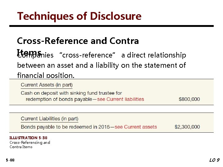 Techniques of Disclosure Cross-Reference and Contra Items Companies “cross-reference” a direct relationship between an