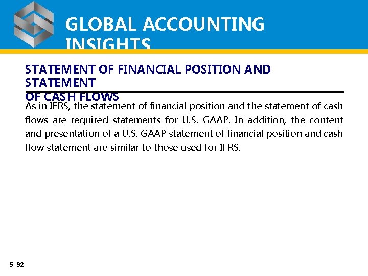 GLOBAL ACCOUNTING INSIGHTS STATEMENT OF FINANCIAL POSITION AND STATEMENT OF CASH FLOWS As in