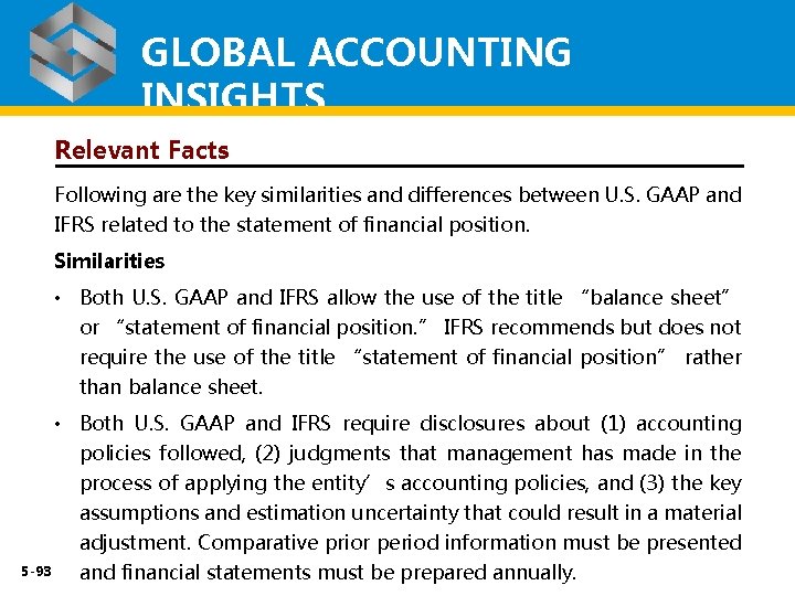 GLOBAL ACCOUNTING INSIGHTS Relevant Facts Following are the key similarities and differences between U.