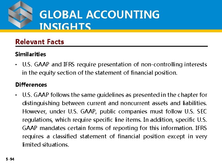 GLOBAL ACCOUNTING INSIGHTS Relevant Facts Similarities • U. S. GAAP and IFRS require presentation