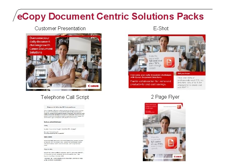 e. Copy Document Centric Solutions Packs Customer Presentation Telephone Call Script E-Shot 2 Page