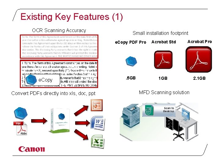 Existing Key Features (1) OCR Scanning Accuracy Acrobat e. Copy Convert PDFs directly into