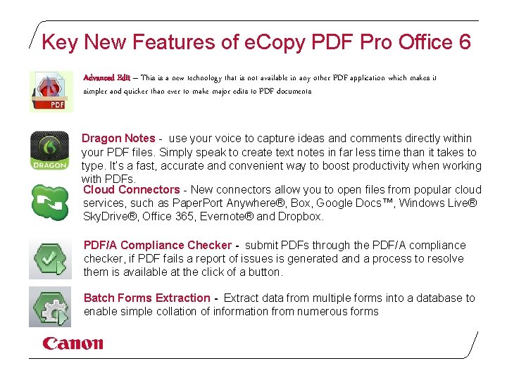 Key New Features of e. Copy PDF Pro Office 6 Advanced Edit – This