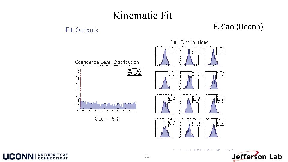 Kinematic Fit 30 F. Cao (Uconn) 