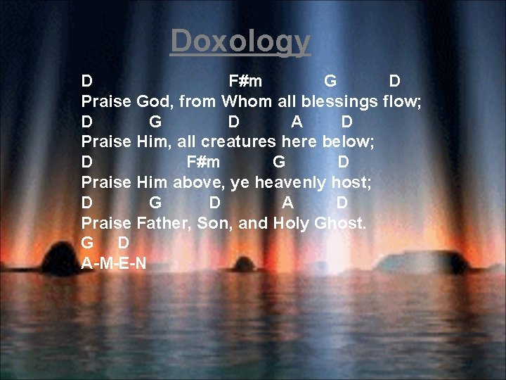 Doxology D F#m G D Praise God, from Whom all blessings flow; D G Doxology D F#m G D Praise God, from Whom all blessings flow; D G
