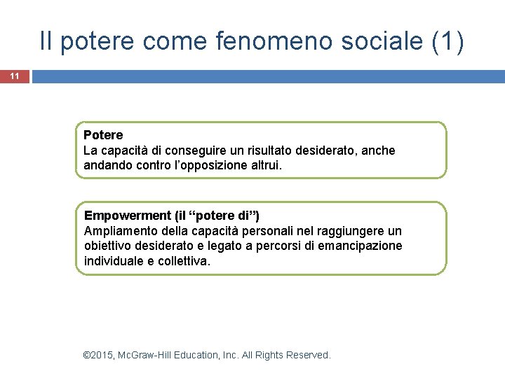 Il potere come fenomeno sociale (1) 11 Potere La capacità di conseguire un risultato Il potere come fenomeno sociale (1) 11 Potere La capacità di conseguire un risultato